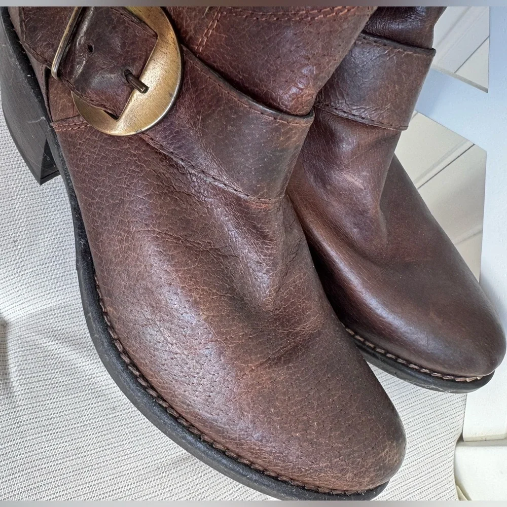 Manas Design Brown Leather Winter Boots Size 37 Made in Italy